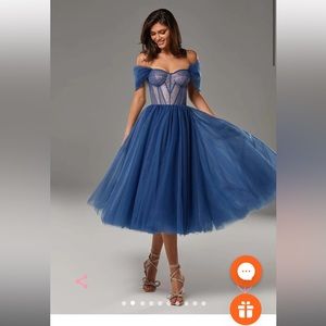 Milla strapless tulle blue dress XS
